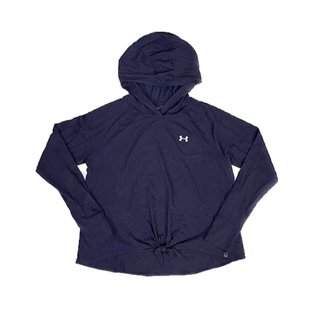 under armour | women breathable navy long sleeve workout athletic front tie top